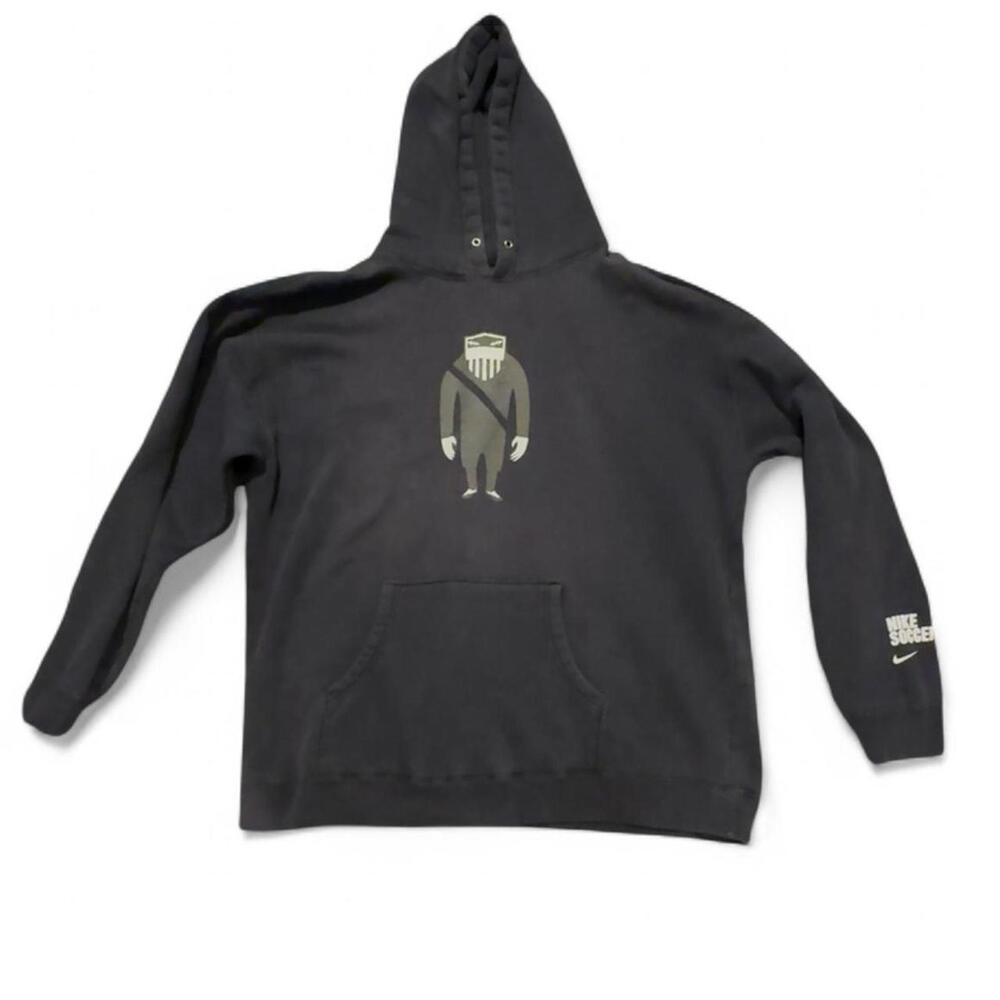 Vintage NIKE Soccer Hoodie With A Soccer Goalie Caricature